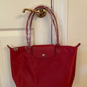 Longchamp Le Pliage Nylon Shoulder Tote - Red
